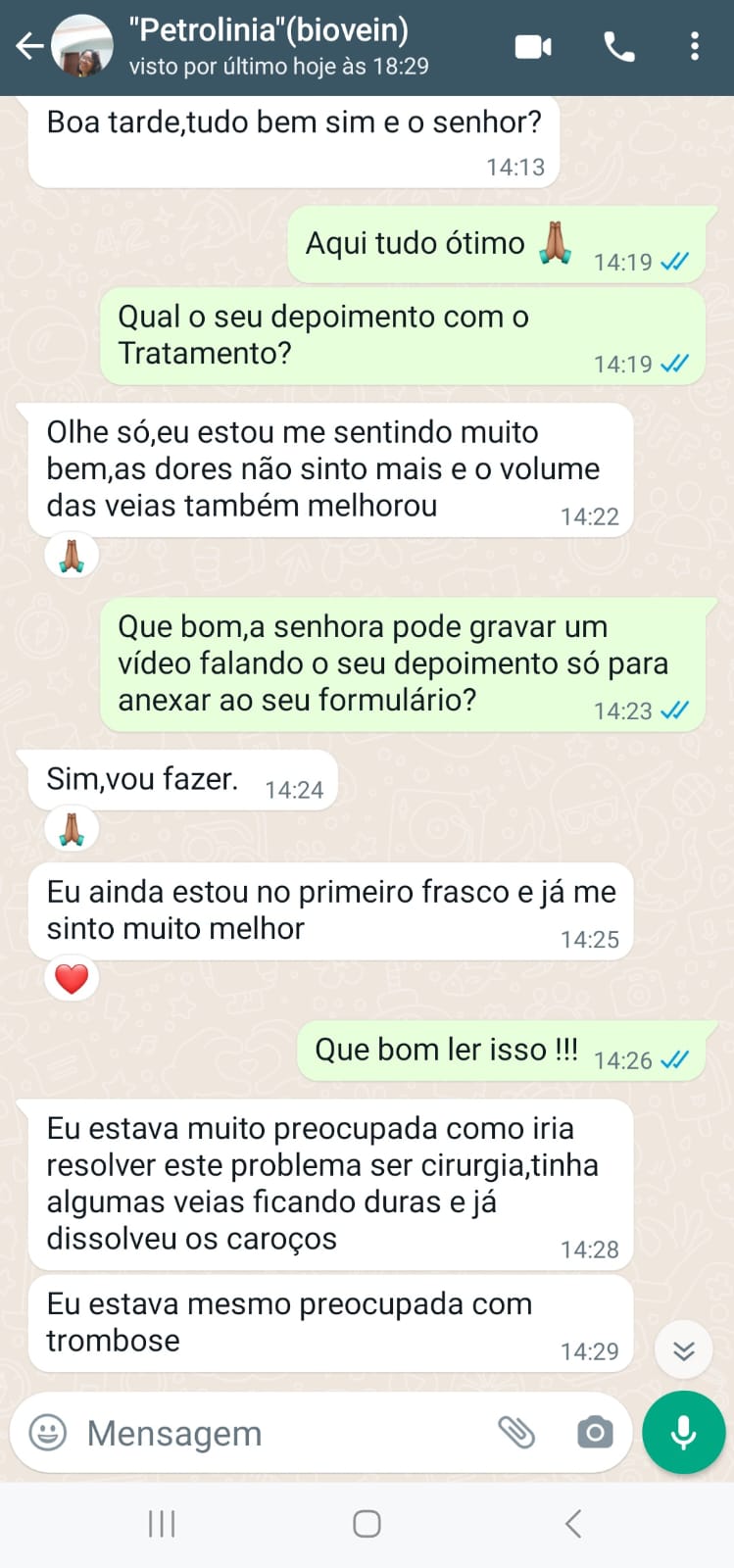 Depoimento de cliente sobre o Biovein — foto 4